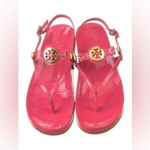 Tory Burch Pink Patent Leather T Strap Sandal Size 11